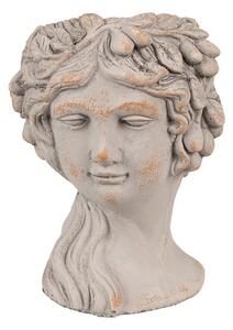Sivý kvetináč hlava ženy - 22*20*30 cm - Clayre & Eef
