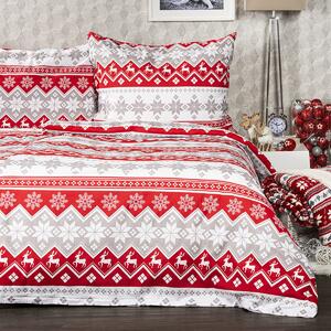 4home Vianočné bavlnené obliečky Red Nordic , 140 x 220 cm, 70 x 90 cm