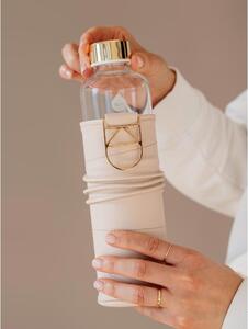 Béžová sklenená fľaša z borosilikátového skla s obalom z umelej kože Equa Mismatch, 750 ml