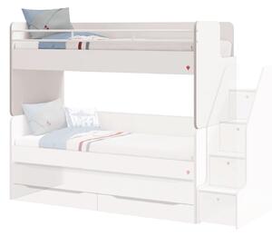 Cilek Poschodová posteľ White Studio pre 3 deti 90x200 cm s úložným priestorom (schody)