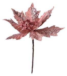 Ružová umelá rastlina zápich vianočná hviezda Poinsettia - Ø 22*25 cm - Clayre & Eef