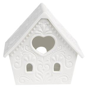 Biely porcelánový svietnik chalúpka House Fairy - 8*6*8 cm - Clayre & Eef