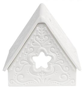 Biely porcelánový svietnik chalúpka House Fairy - 8*7*7 cm - Clayre & Eef