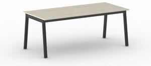 Kancelársky pracovný stôl PRIMO BASIC, čierna podnož 2000 x 900 mm, dub prírodný