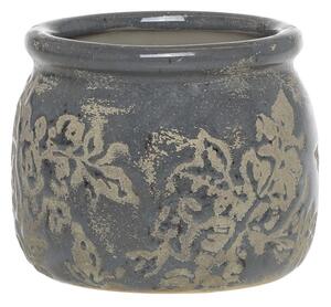 Opálový antik keramický obal na kvetináč s listami Antibes S - Ø 12*9,5 cm - Chic Antique