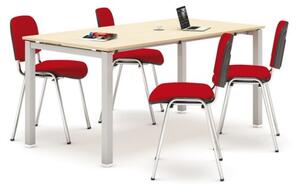 Rokovací stôl AIR 1600x800 breza + 4 stolička Viva červené