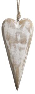 Krémové antik drevené závesné srdce z mangového dreva - 8*2*22 cm - Chic Antique