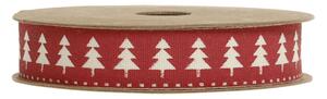 Červená bavlnená stuha so stromčekmi Christmas Trees - 1,5 cm x 5 m - Chic Antique
