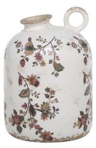 Keramická váza s uškom a kvetmi Nancy - Ø 12*18 cm - Chic Antique