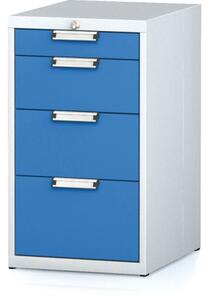 Dielenský zásuvkový box na náradie MECHANIC, 4 zásuvky, 480 x 600 x 840 mm, modré dvere