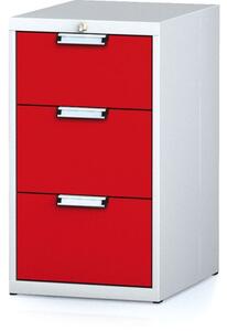 Dielenský zásuvkový box na náradie MECHANIC, 3 zásuvky, 480 x 600 x 840 mm, červené dvere