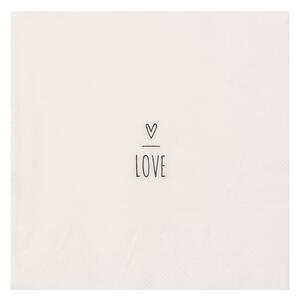 Biele papierové obrúsky so srdiečkom Love - 33*33 cm (20ks) - Clayre & Eef