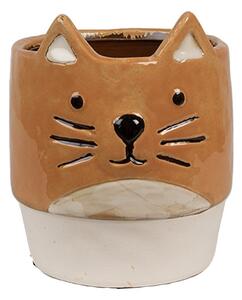 Keramický kvetináč v tvare mačky Cat - Ø 11*13 cm - Clayre & Eef