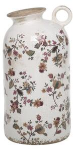 Keramická váza s uškom a kvetmi Nancy - Ø 14*26 cm - Chic Antique