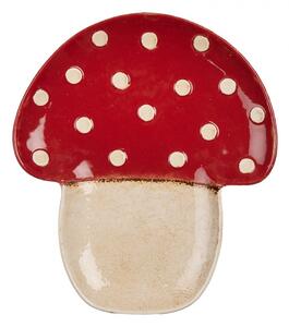Servírovací keramický tanierik huba muchotrávka Mushroom - 21*22*3 cm - Clayre & Eef