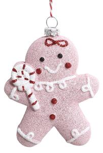 Ružová vianočná ozdoba perníček Gingerbread - 8*3*10 cm - Chic Antique