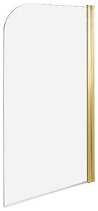 Sprchová zástena na vaňu zlatá priehľadná tvrdené sklo hliník 140 x 80 cm nastaviteľná minimalistický dizajn kúpeľňa