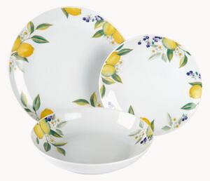 Porcelánová súprava riadu Lemon, 6 osôb, 18 ks