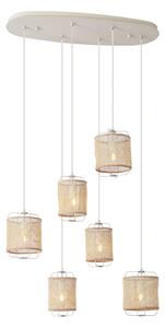 Japandi závesná lampa béžová s látkovými tienidlami 6-svetiel - Yente