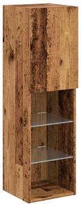 TV skrinka s LED svetlami staré drevo 30,5x30x102 cm