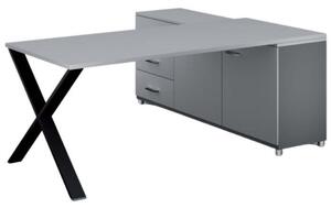 Kancelársky pracovný stôl PRIMO PROTEST so skrinkou vľavo, doska 1800 x 800 mm, dezén sivá