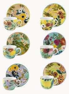 Porcelánové šálky na kávu's podšálkami Fiori Frida, 12 ks