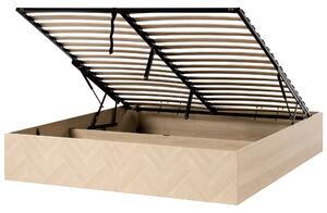 Posteľ svetlohnedá rám postele z MDF 180 x 200 cm s úložným priestorom minimalistický škandinávsky štýl