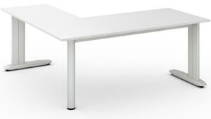 Rohový kancelársky písací stôl PRIMO FLEXIBLE, 1800 x 1800 mm, biela