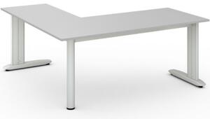 Rohový kancelársky písací stôl PRIMO FLEXIBLE, 1800 x 1800 mm, sivá