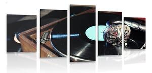 5-dielny obraz gramofón s vinylovou platňou