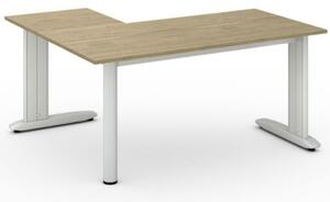Rohový kancelársky písací stôl PRIMO FLEXIBLE, 1600 x 1400 mm, dub prírodný