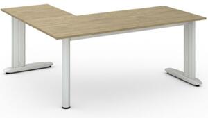 Rohový kancelársky písací stôl PRIMO FLEXIBLE, 1800 x 1600 mm, dub prírodný