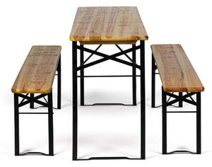 Záhradný pivný set bez operadiel - 2x záhradná lavica, 1x vonkajší stôl