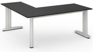 Rohový kancelársky písací stôl PRIMO FLEXIBLE, 1800 x 1800 mm, grafitová