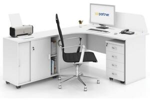 Zostava kancelárskeho nábytku MIRELLI A+, typ F, ľavá, biela