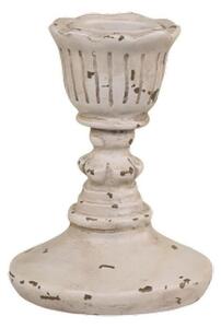 Béžový antik dekoračný svietnik na úzku sviečku Flower - Ø 7*8 cm - Chic Antique
