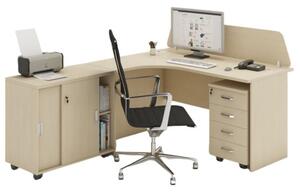 Zostava kancelárskeho nábytku MIRELLI A+, typ F, ľavá, biela/dub sonoma