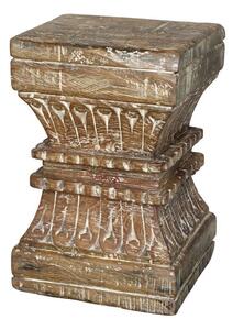 Hnedý drevený podstavec / stôl s rezbou Grimaud Unit - 25*25*38 cm - Chic Antique