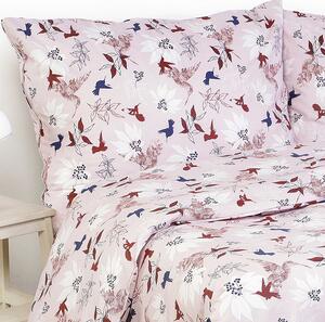 Goldea bavlnené posteľné obliečky - vzor 785 vtáky a kvety 140 x 200 a 70 x 90 cm