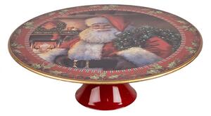 Vianočný plastový okrúhly podnos na tortu Santa Claus L - Ø 29*10 cm - Clayre & Eef