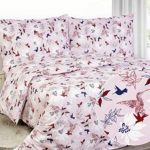 Goldea bavlnené posteľné obliečky - vzor 785 vtáky a kvety 140 x 200 a 70 x 90 cm