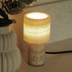 PR Home stolová lampa Lucie, krémová, mramor, výška 16 cm, G9, Krémová / jantárovo žltá, Obývacia izba / jedáleň, Kameň, Moderný, Stolová lampa