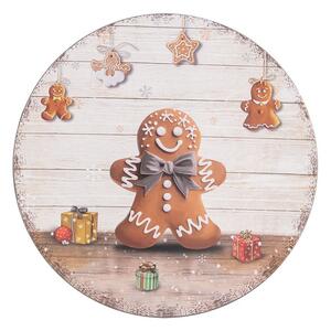 Béžový servírovací tanier s perníčkom - Ø 33*1 cm - Clayre & Eef