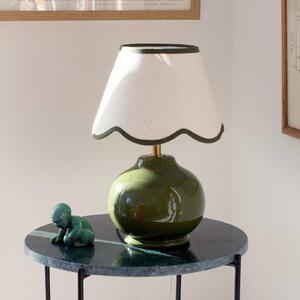 PR Home stolová lampa Nell, machovo zelená, keramika, výška 34 cm, E27, Zelená, Obývacia izba / jedáleň, Keramický, Vidiecky / Rustikálny, Stolová lampa
