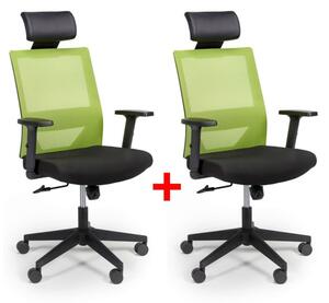 Kancelárska stolička so sieťovaným operadlom WOLF 1+1 ZADARMO, zelená