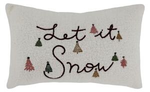 Biela chlpatá obliečka na vankúš so stromčekmi Let it Snow - 35*50 cm - Chic Antique