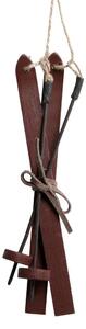 Červená vianočná ozdoba vintage lyže - 6*2*20 cm - Chic Antique