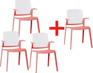 Plastová stolička GEORGE, 3+1 ZADARMO, červená