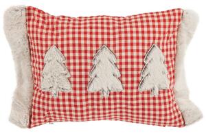Biela chlpatá obliečka na vankúš so stromčekmi Let it Snow - 35*50 cm - Mars & More