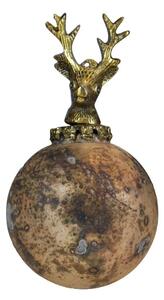 Zlatá antik sklenená vianočná guľa s jeleňom Deer - Ø 8* 14 cm - Mars & More